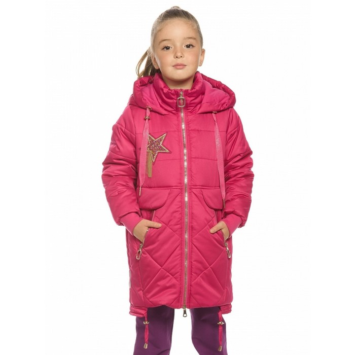 Пальто для девочек, рост 110 см, цвет малиновый