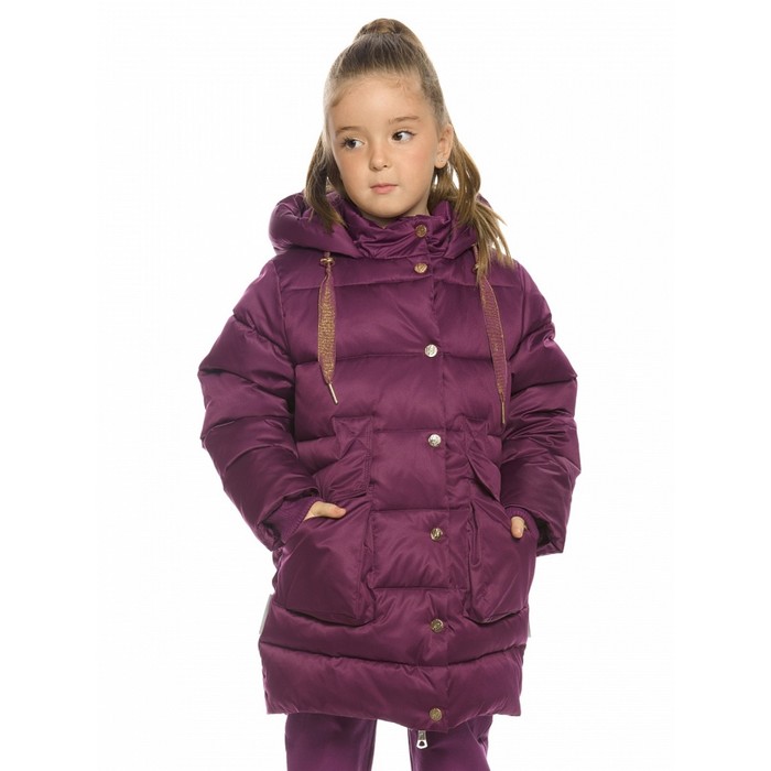 полукомбинезон для девочек рост 98 см цвет лиловый Пальто для девочек, рост 98 см, цвет лиловый