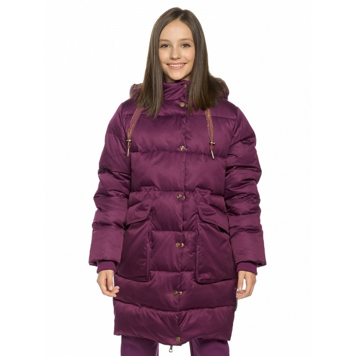Пальто для девочек, рост 128 см, цвет лиловый