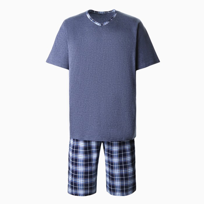 Комплект (футболка/шорты) мужской, цвет серо-голубой, размер 66