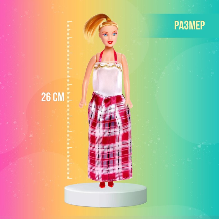 Кукла модель "Синтия в супермаркете" с тележкой и аксессуарами, МИКС
