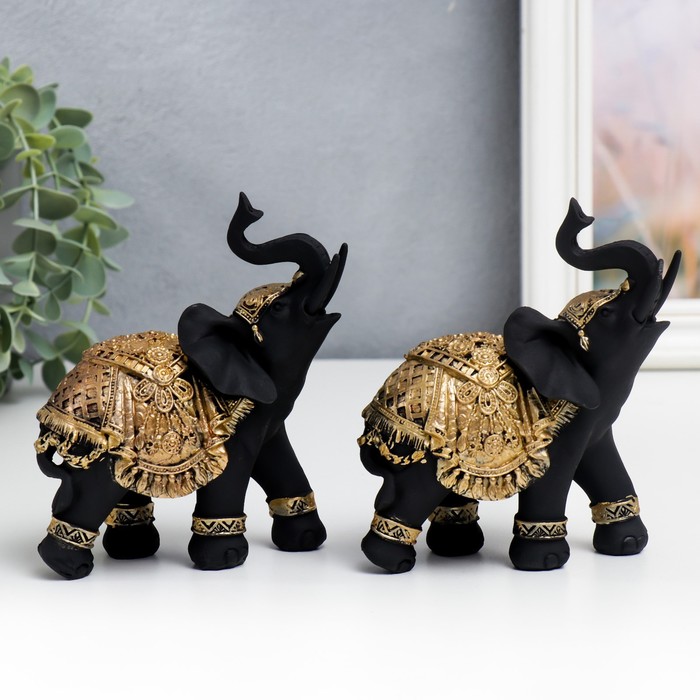 Сувенир полистоун Чёрный слон в золотой богатой попоне МИКС 14х6х12,6 см сувенир полистоун чёрный слон в золотой богатой попоне микс 22х10х18 8 см
