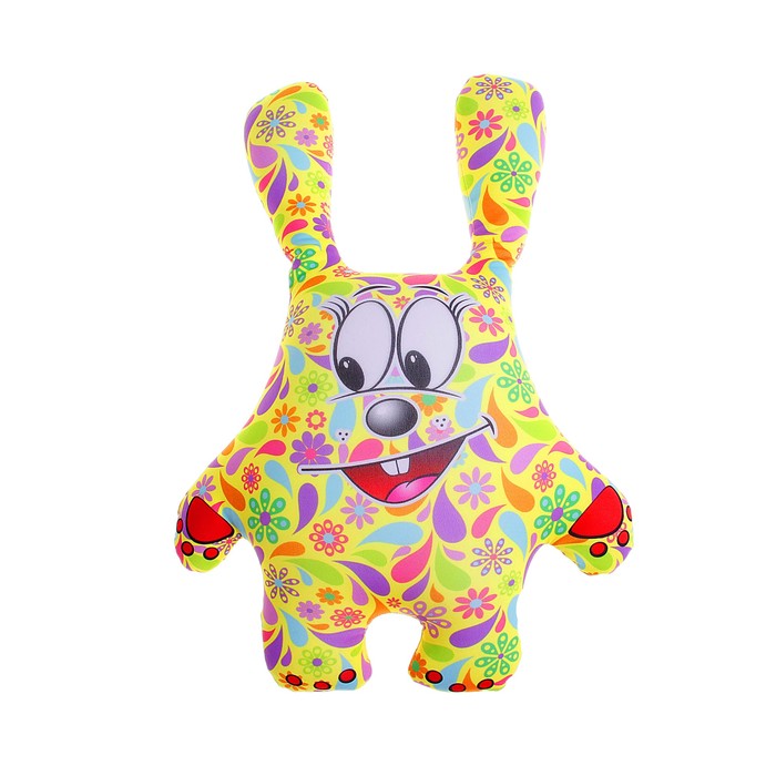 Мягкая игрушка-антистресс "Заяц", цвет жёлтый (с цветочками)