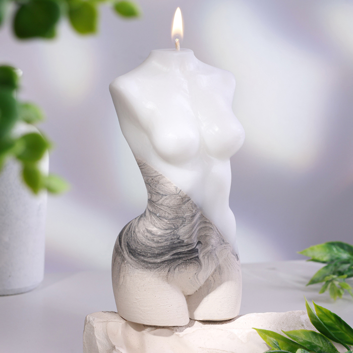 Свеча фигурная с бетоном Женский силуэт, 15х7 см, белая свеча фигурная женский силуэт 10 см черная