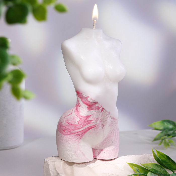 Свеча фигурная на бетоне Женский силуэт, 15х7 см, розовая свеча фигурная женский силуэт 10 см черная