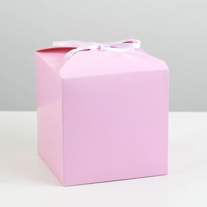 Коробка складная розовая, 14 х 14 х 14 см коробка складная белая 14 х 14 х 14 см