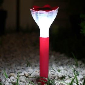 

Садовый светильник на солнечной батарее «Цветок розовый», 6 × 29 × 6 см, 1 LED, свечение белое