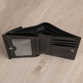 

19011901MN Кошелек на кнопке, отдел для карт/купюр/монет, цвет черный 12,5х10х3см