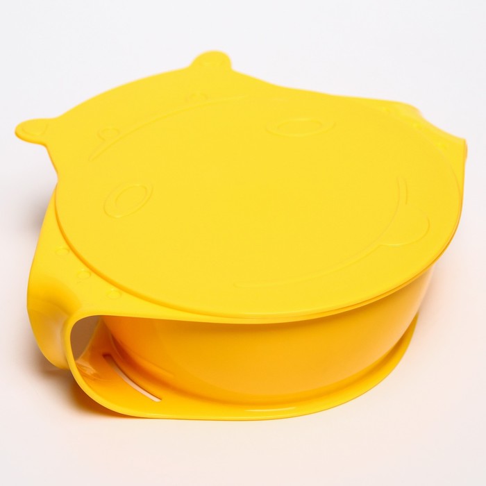 фото Детская тарелка hello, hippo! с крышкой 400 мл, цвет желтый lalababy