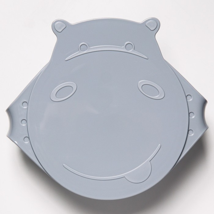 Детская тарелка Hello, Hippo! с крышкой 400 мл, цвет серый