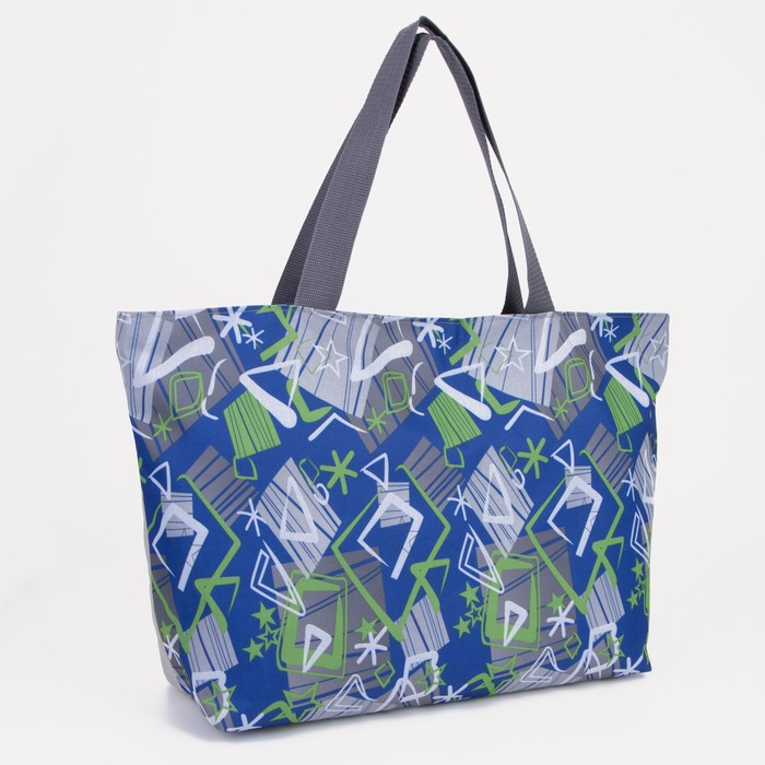 фото Сумка пляжная, отдел на молнии, без подклада, цвет синий зфтс