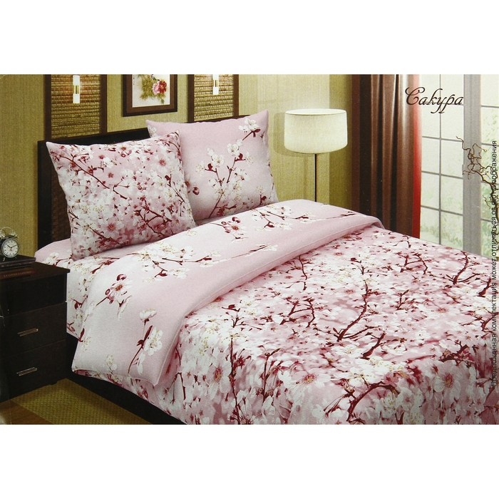 Постельное бельё евро"Pastel: Сакура", цвет розовый, 200х217, 220х240, 70х70см - 2 шт