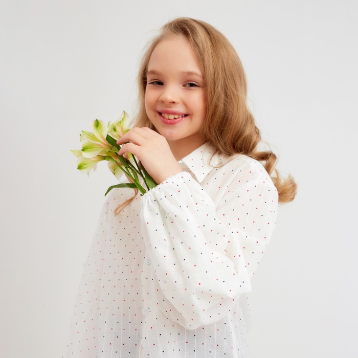 фото Рубашка детская minaku: cotton collection цвет белый, рост 116