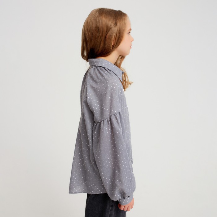 фото Рубашка детская minaku: cotton collection цвет серый, рост 134