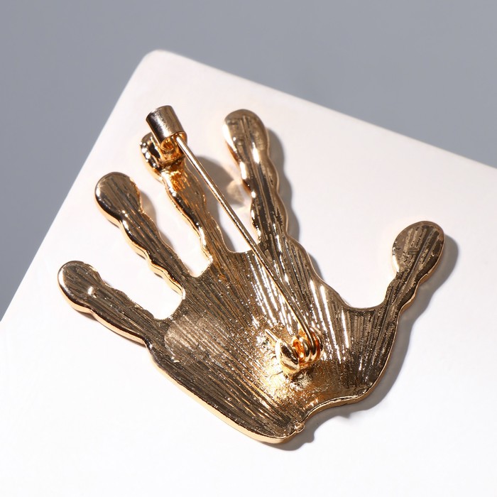 

Брошь "Ладонь", цвет чёрный в золоте