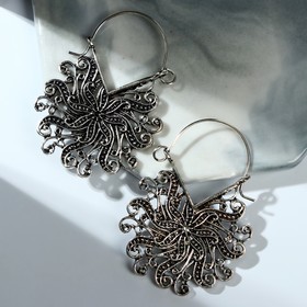 

Серьги металл "Восток" цветы, течение, цвет чернёное серебро