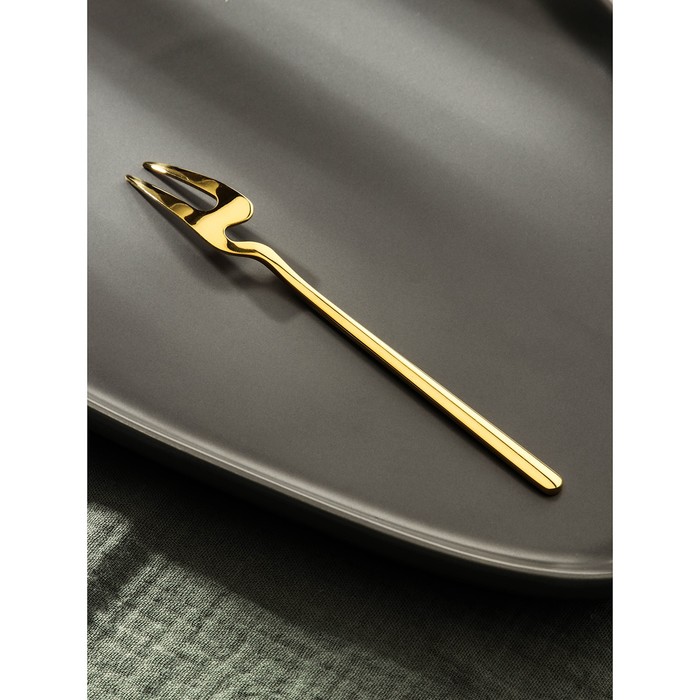 фото Вилка десертная из нержавеющей стали magistro wave, длина 14,7 см, цвет золотой
