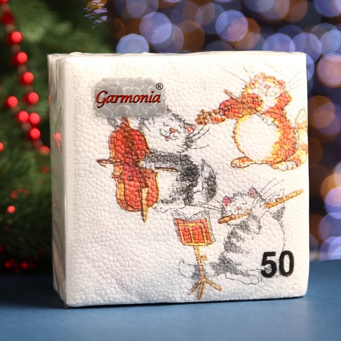 Салфетки бумажные, Гармония цвета, многоцветие "КОТЫ" 50 л