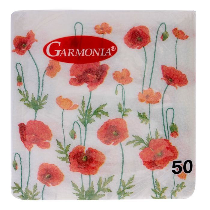 Салфетки бумажные, Гармония цвета, многоцветие "МАКИ", 50 л