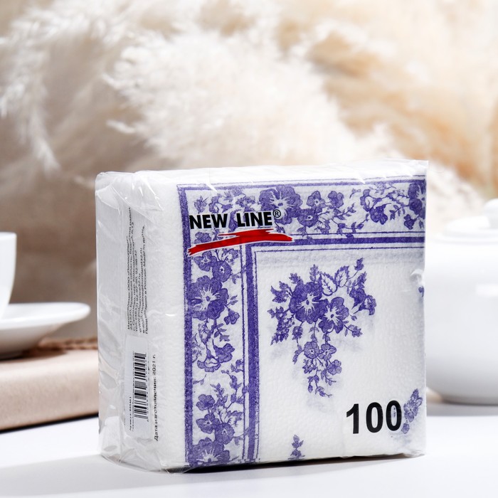 Салфетки бумажные, Новая линия, "Фиалка" 100 л, микс