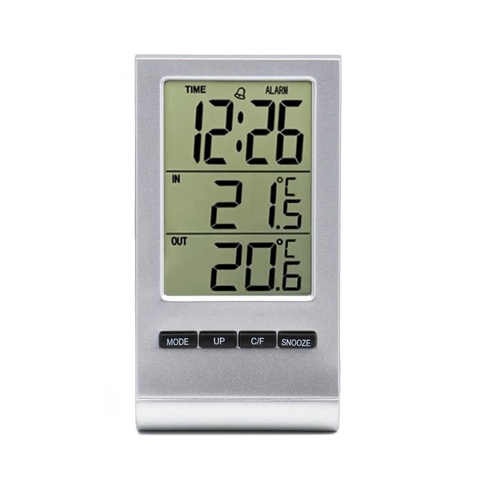 Часы - будильник электронные настольные с метеостанцией, 5.7 х 10.6 см, 2 AG10 настольные часы с метеостанцией uniel utv 63