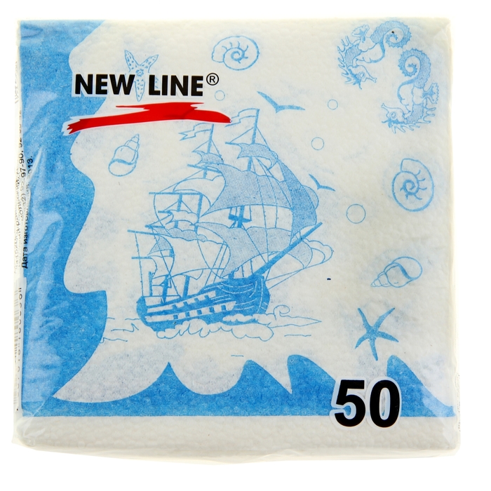 Салфетки бумажные, Новая линия "Кораблики" 50 л