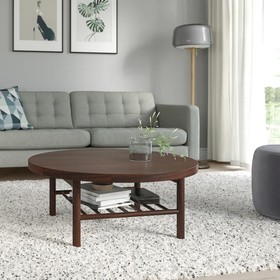 

Журнальный стол ЛИСТЕРБИ, мореный дубовый шпон, размер 90 см, цвет тёмно-коричневый