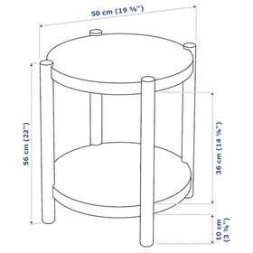 Придиванный столик ЛИСТЕРБИ, дубовый шпон, размер 50 см от Сима-ленд