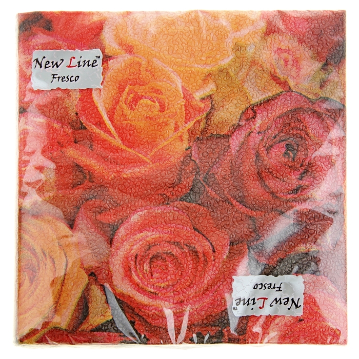 Салфетки бумажные, New line FRESCO "РОЗЫ КИМБЕРЛИ" 2-слоя, 33*33, 20 листов
