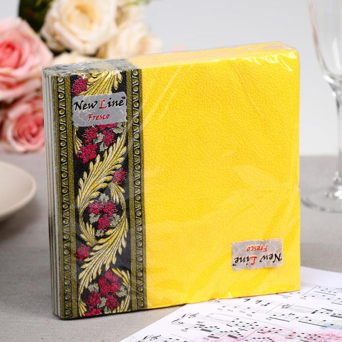 Салфетки бумажные, New line FRESCO "ХОХЛОМА (жел)" 2-слоя, 33*33, 20 листов