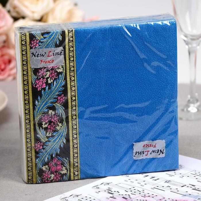 Салфетки бумажные, New line FRESCO "ХОХЛОМА (син)" 2-слоя, 33*33, 20 листов