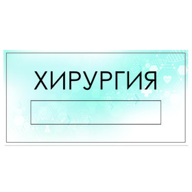 

Табличка "Хирургия" с карманом для вставки, 300 х 150 (220 х 40) клейкая основа