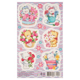 

Наклейки "Мишка, заяц и кот" , 9,8 х 15,9 см