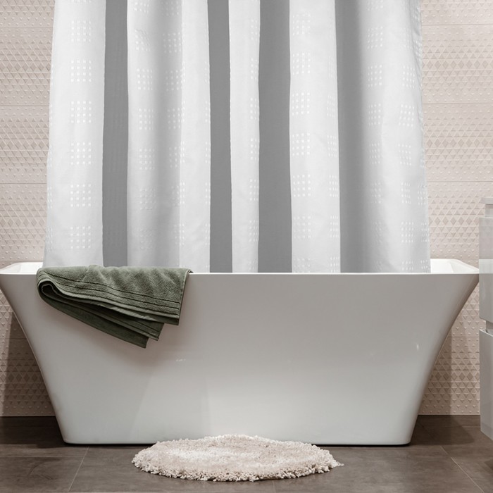 фото Штора для ванны «келвин», размер 180х200 см, цвет белый dasch