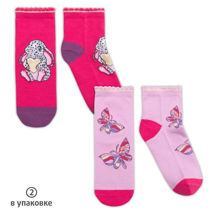 Носки для девочек, размер 18-20 см, цвет малиновый, розовый