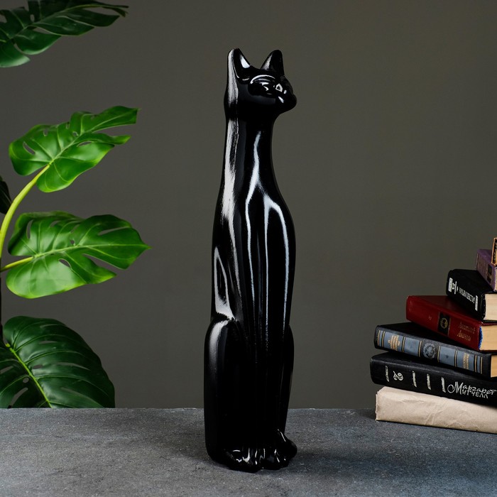 фигура кошка египетская бронза 11х20х7см Фигура Кошка Египетская №1 большая черная глянцевая 10х11х45см