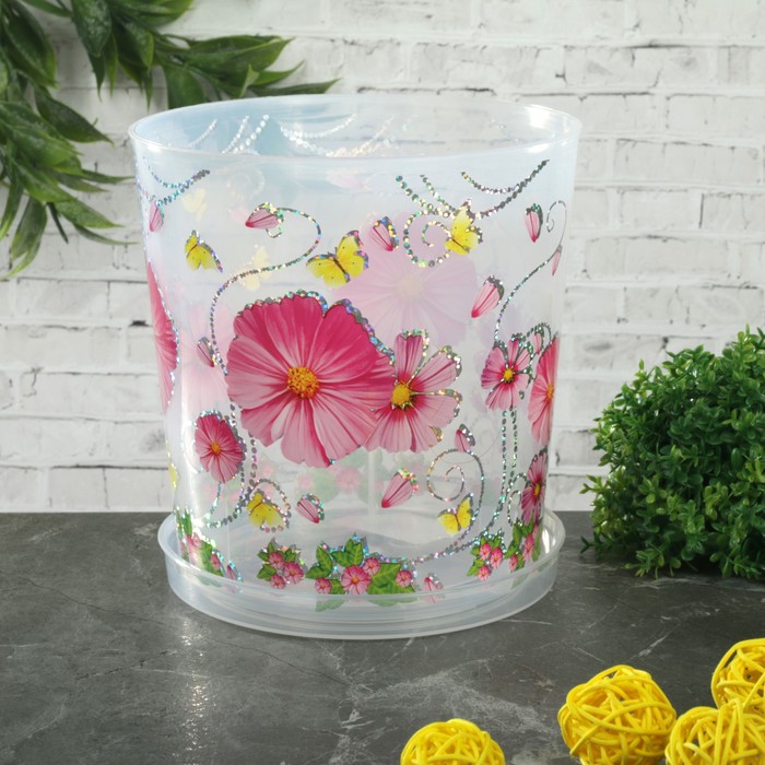 Горшок для орхидей 1,8 л "Камилла", поддон, прозрачный