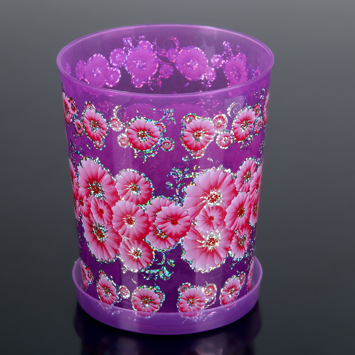 Горшок для орхидей 1,2 л "Камилла", поддон, прозрачно-фиолетовый