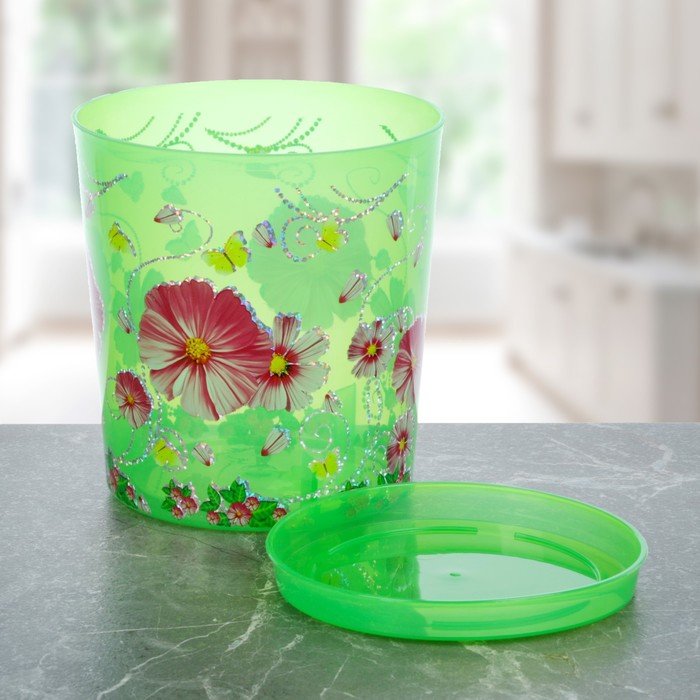 Горшок для орхидей 1,8 л "Камилла", поддон, прозрачно-зеленый