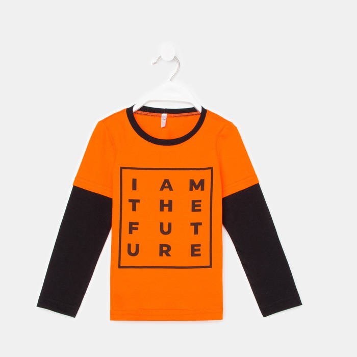 Лонгслив для мальчика Future, цвет черный/оранжевый, рост 98 см