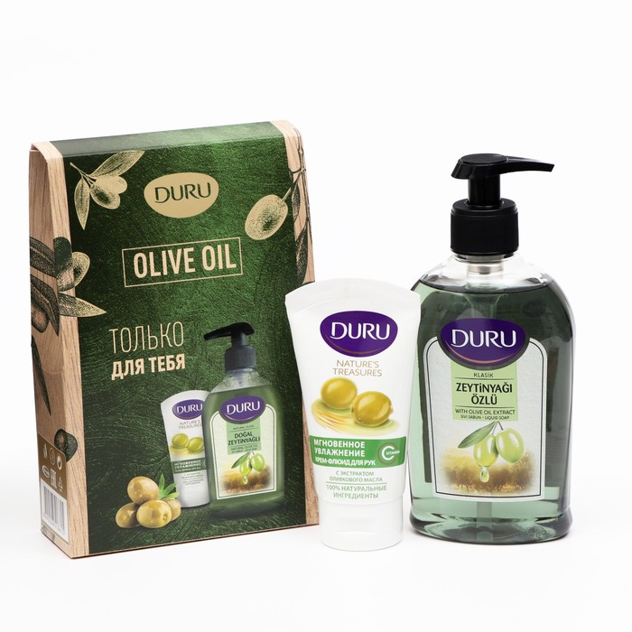 фото Подарочный набор duru жидкое мыло оливка 300 мл + крем для рук оливка 75 мл
