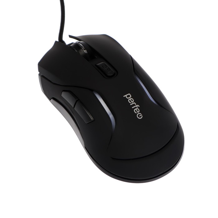 Мышь Perfeo Status, игровая, проводная, подсветка, 6400 dpi, USB, чёрная