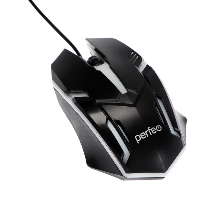 Мышь Perfeo Graf, игровая, проводная, подсветка, 1000 dpi, USB, чёрная