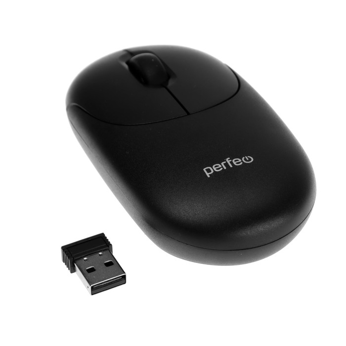 Мышь Perfeo Slim, беспроводная, оптическая, 1200 dpi, USB, чёрная