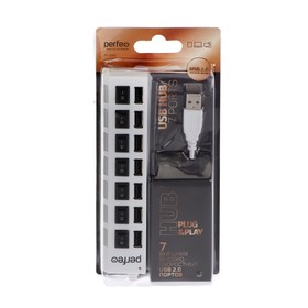 Разветвитель USB (Hub) Perfeo H033, 7 портов, USB 2.0, белый от Сима-ленд