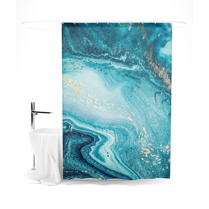 Шторка для ванной «Сирень» «Голубая бездна», 145х180 см, цвет голубой