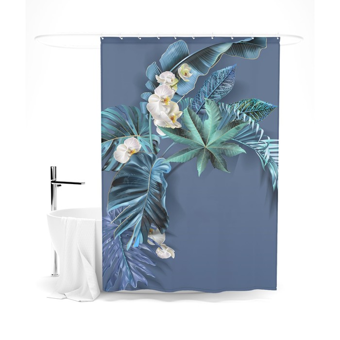 Шторка для ванной «Сирень» «Дикая орхидея», 145х180 см, цвет серый
