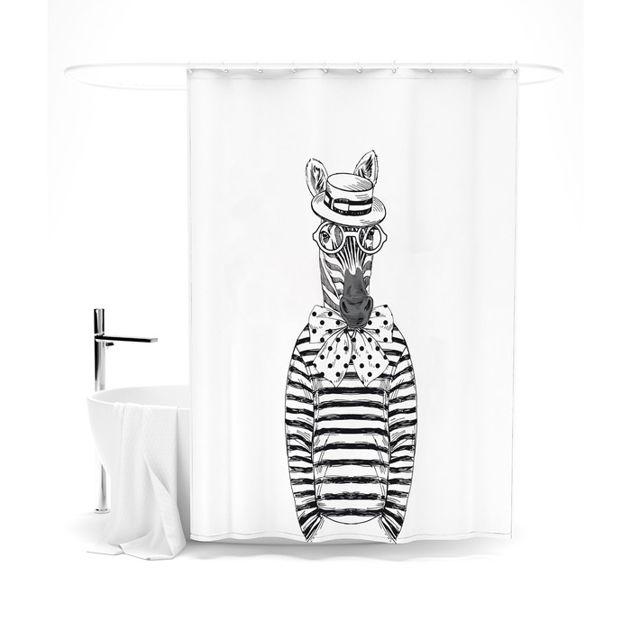 

Шторка для ванной «Сирень» «Модная зебра», 145х180 см, цвет белый