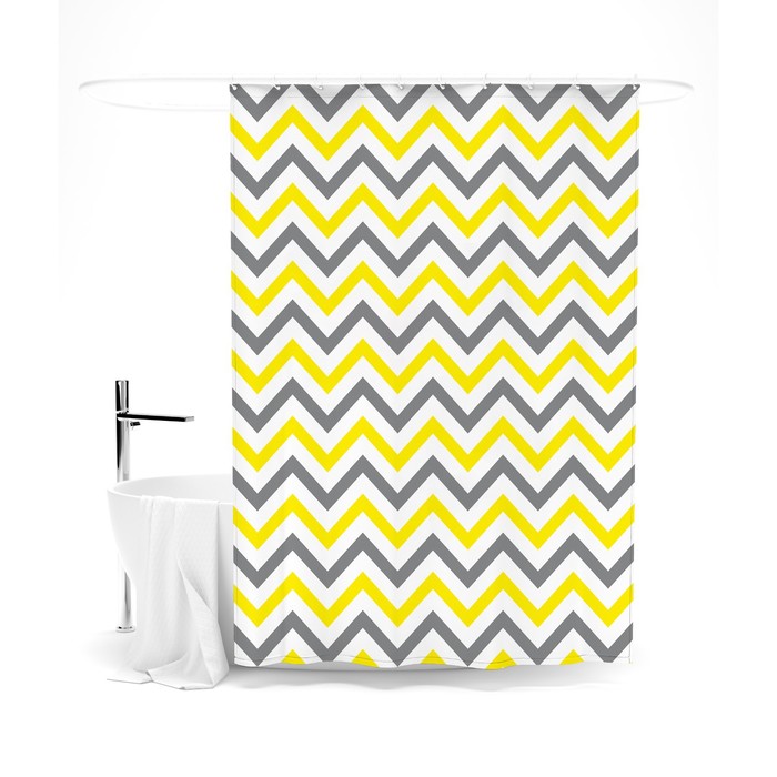 

Шторка для ванной «Сирень» «Серо-желтый шеврон», 145х180 см, цвет желтый