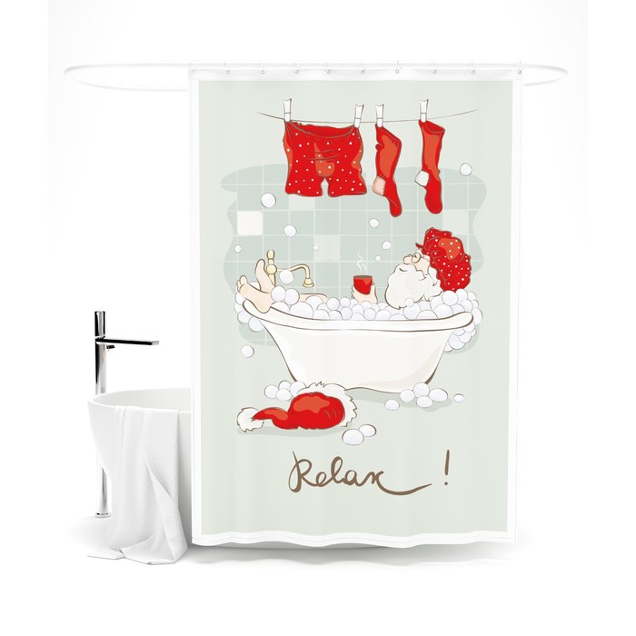 

Шторка для ванной «Сирень» Relax, 145х180 см, цвет белый